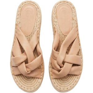 Platform Espadrille Sandals Twisted Strap Beige Size‎ 7 Boho Coastal
